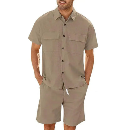 Herrset med skjorta och shorts – avslappnad passform – kort ärm – andningsbar design