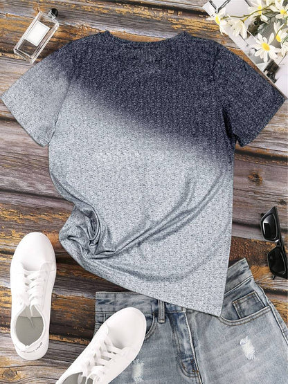 Dam T-shirt - Rundhals - Kortärmad - Fjäril & Hjärtmotiv - Bekväm Vardagströja