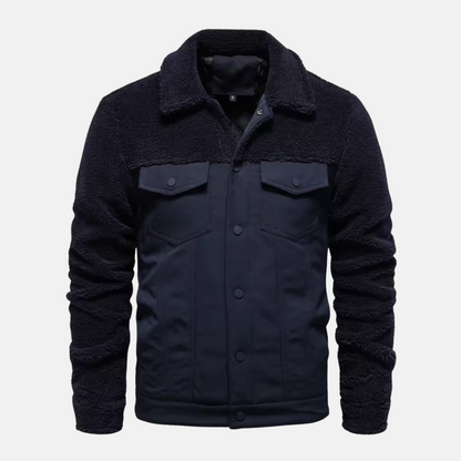 Herrjacka – Regular Fit – Hybriddesign med Ullblandning – Knäppning Fram – Fickor med Lock