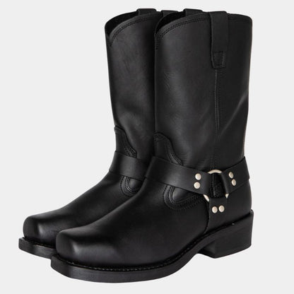 Herrboots – Cowboymodell i Läder – Midjeskaft – Westernstil med Spänne – Enkel att ta på