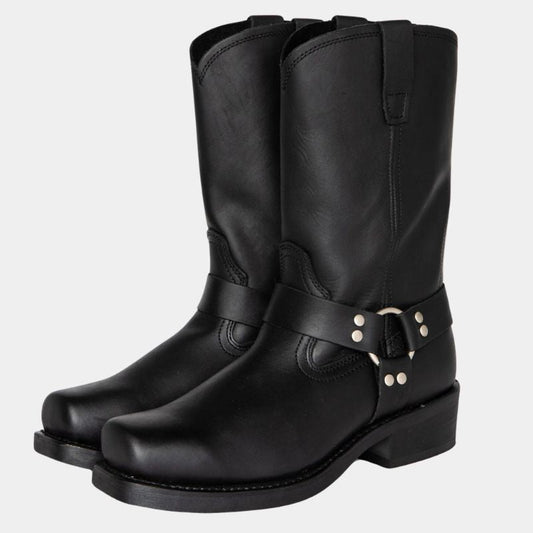 Herrboots – Cowboymodell i Läder – Midjeskaft – Westernstil med Spänne – Enkel att ta på