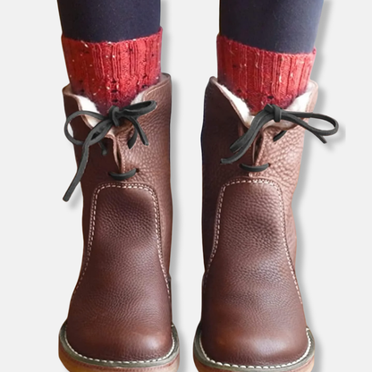 Damstövletter – Skinnöverdel – Varmfodrade – Snörning – Bekväm Passform