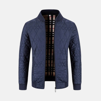 Herr Bomberjacka – Quiltat Tyg – Normal Passform – Ribbade Kanter – Hel Dragkedja