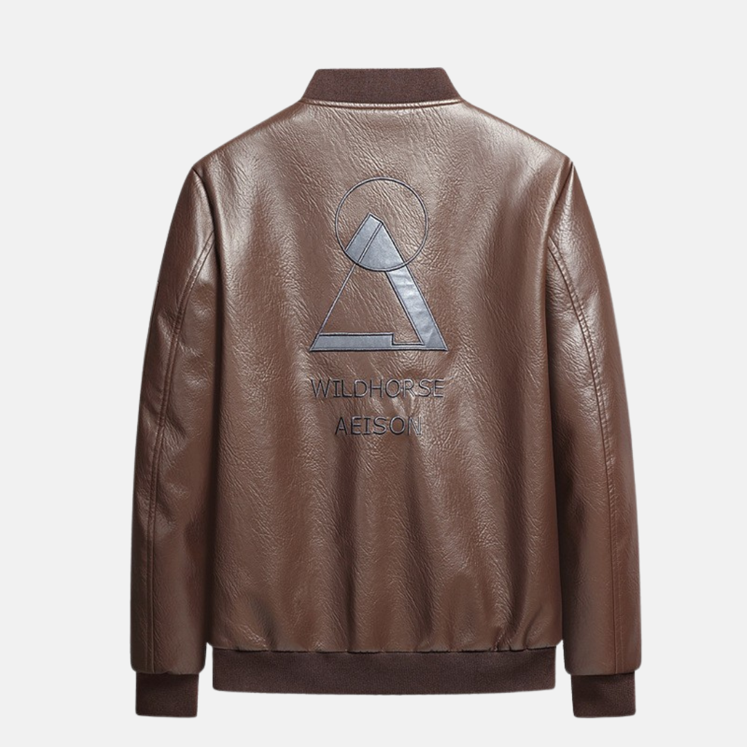 Herr Bomberjacka – Konstläder – Broderad Rygg – Ribbade Muddar och Fåll