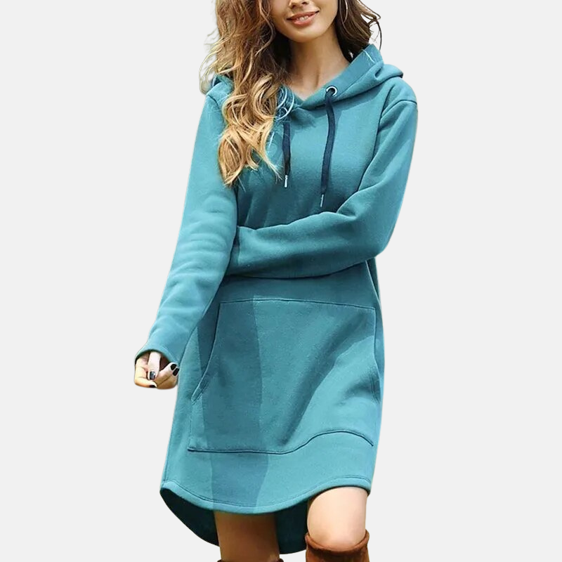 Damklänning Hoodie – Avslappnad Passform – Bomullsblandning – Lång Ärm – Fickdetalj