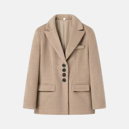 Dam Blazer – Oversized Passform – Mjuk Textur – Kavajslag – Klaffickor