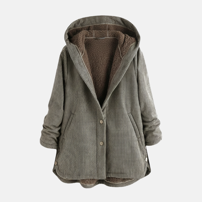 Damjacka – Oversize Passform – Fleecefodrad – Huva – Knäppning – Tunikalängd