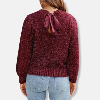 Damtröja – Avslappnad Passform – Puffärmar – Mjuk Texturerad Stickning – Rundhals