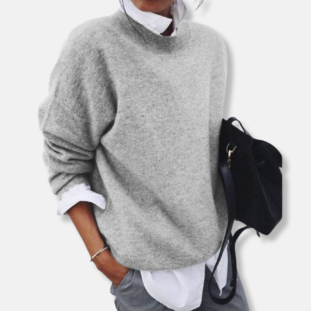 Damtröja – Mjukstickad – Avslappnad Passform – Lång Ärmslut – Rund Halsringning