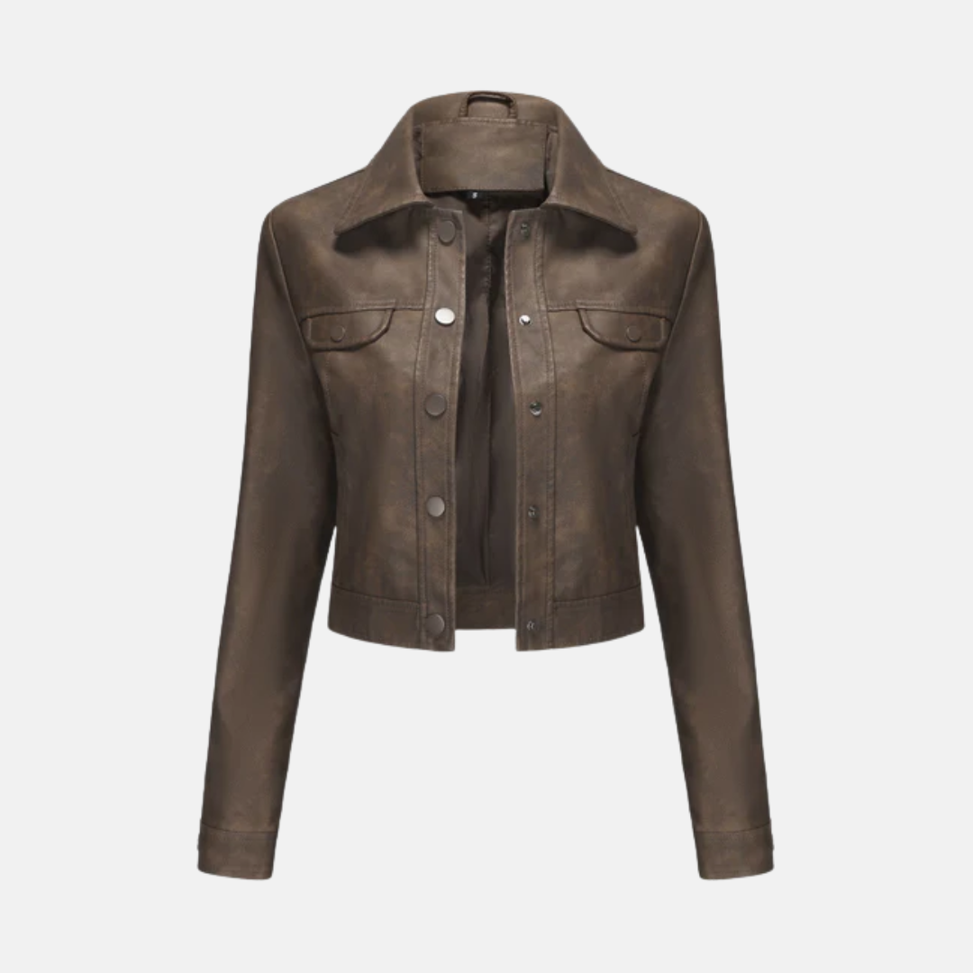 Damjacka – Kort Modell – Figursydd Passform – Pointkrage – Tryckknappar – Bröstfickor