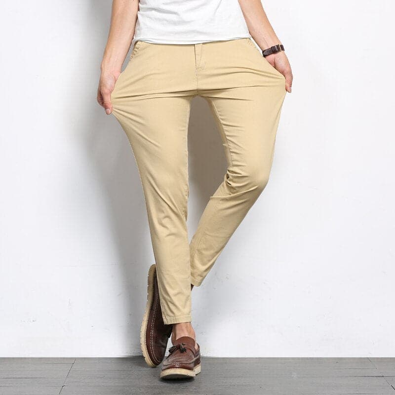 Herr Chinos - Slim Fit - Stilren Design - Ankellängd - Bekväma & Eleganta