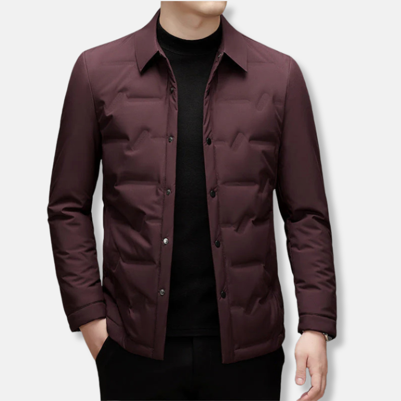 Herrjacka – Slim Fit – Vadderad Quiltad – Vattenavvisande – Knapplåsning – Höftlängd