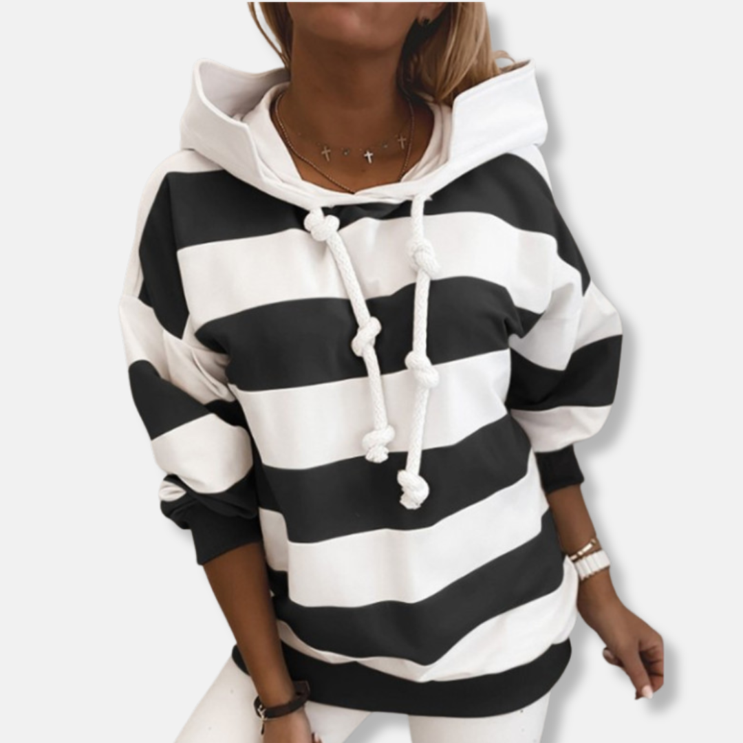 Dam Hoodie – Oversized Passform – Bomullsblandning – Randig Design