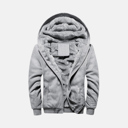 Herr Jacka - Mjuk Stickad Yttersida - Huva - Relaxed Fit - Höftlång