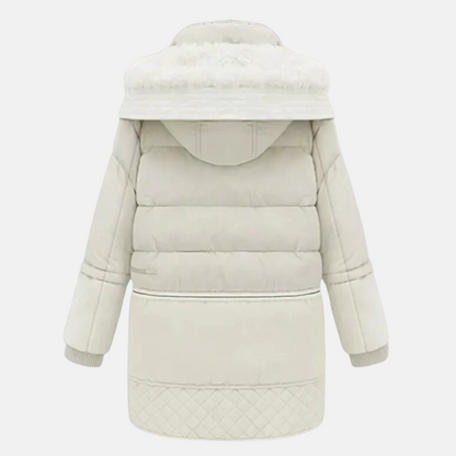 Damjacka – Oversize Passform – Quiltad Design – Pluffsig Huva – Ribbad Mudd – Fickor