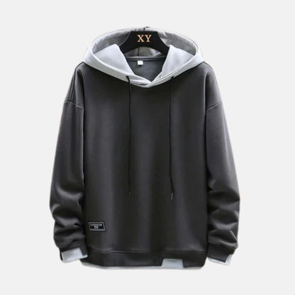 Herrhoodie – Oversize Passform – Dubbellager Huvud – Ribbad Kant & Dragsko