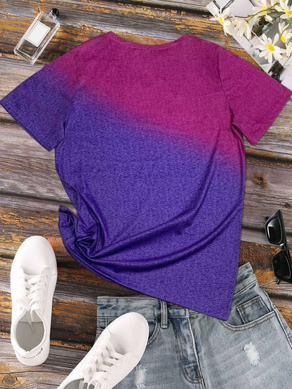 Dam T-shirt - Rundhals - Kortärmad - Fjäril & Hjärtmotiv - Bekväm Vardagströja