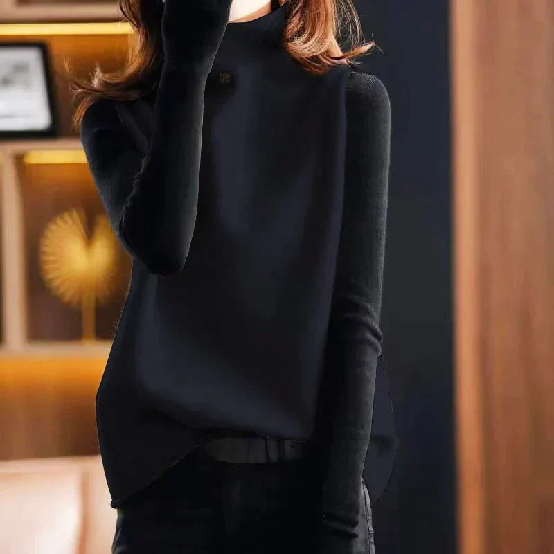 Damväst – Avslappnad Passform – Ullkänsla – Polokrage – Höftlång – Minimalistisk Stil