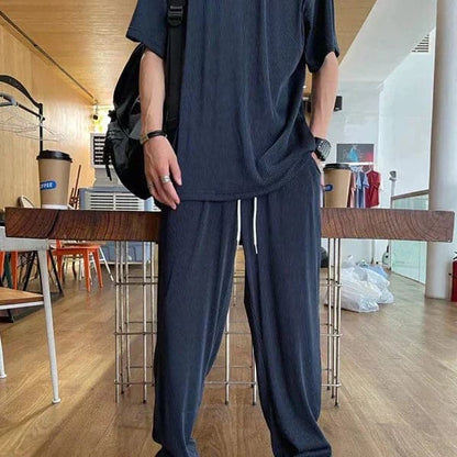 Herr Lounge-set – Oversized T-shirt & Byxor – Mjuk Bomull – Andningsbart & Bekvämt