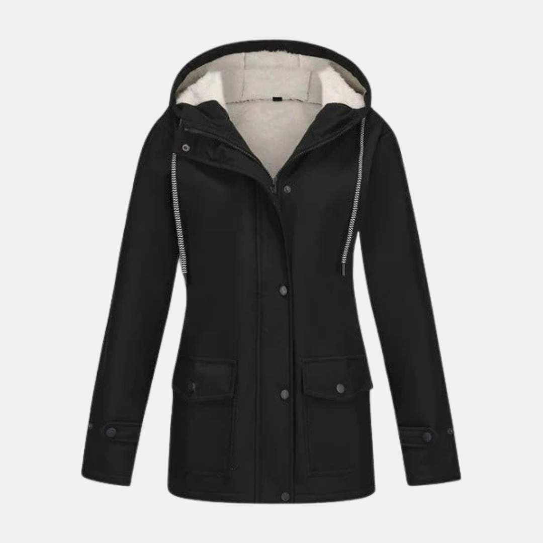 Damjacka med huva – Vattenavvisande – Fleecefodrad – Justerbara muddar – Mellanlång