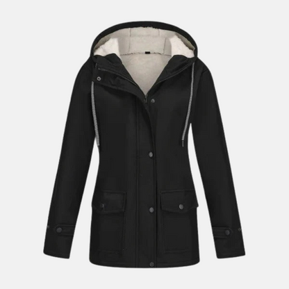 Damjacka med huva – Vattenavvisande – Fleecefodrad – Justerbara muddar – Mellanlång