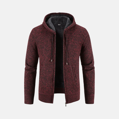 Herrtröja med Huva – Regular Fit – Fleecefodrad – Dragkedja – Ribbad Kant