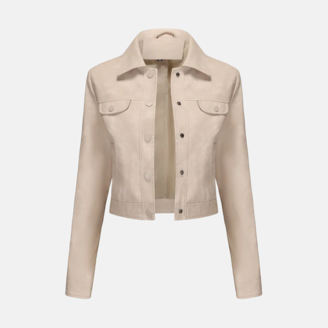 Damjacka – Kort Modell – Figursydd Passform – Pointkrage – Tryckknappar – Bröstfickor