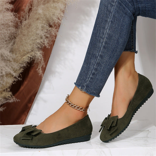 Dam ballerina skor – klassisk passform – mjuk textur – rosett – slip-on vardagsstil