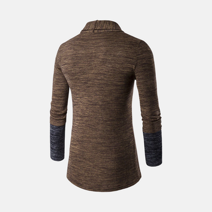 Herrkofta – Slim Fit – Lättstickad – Färgblockdesign – Öppen Front – Långärmad