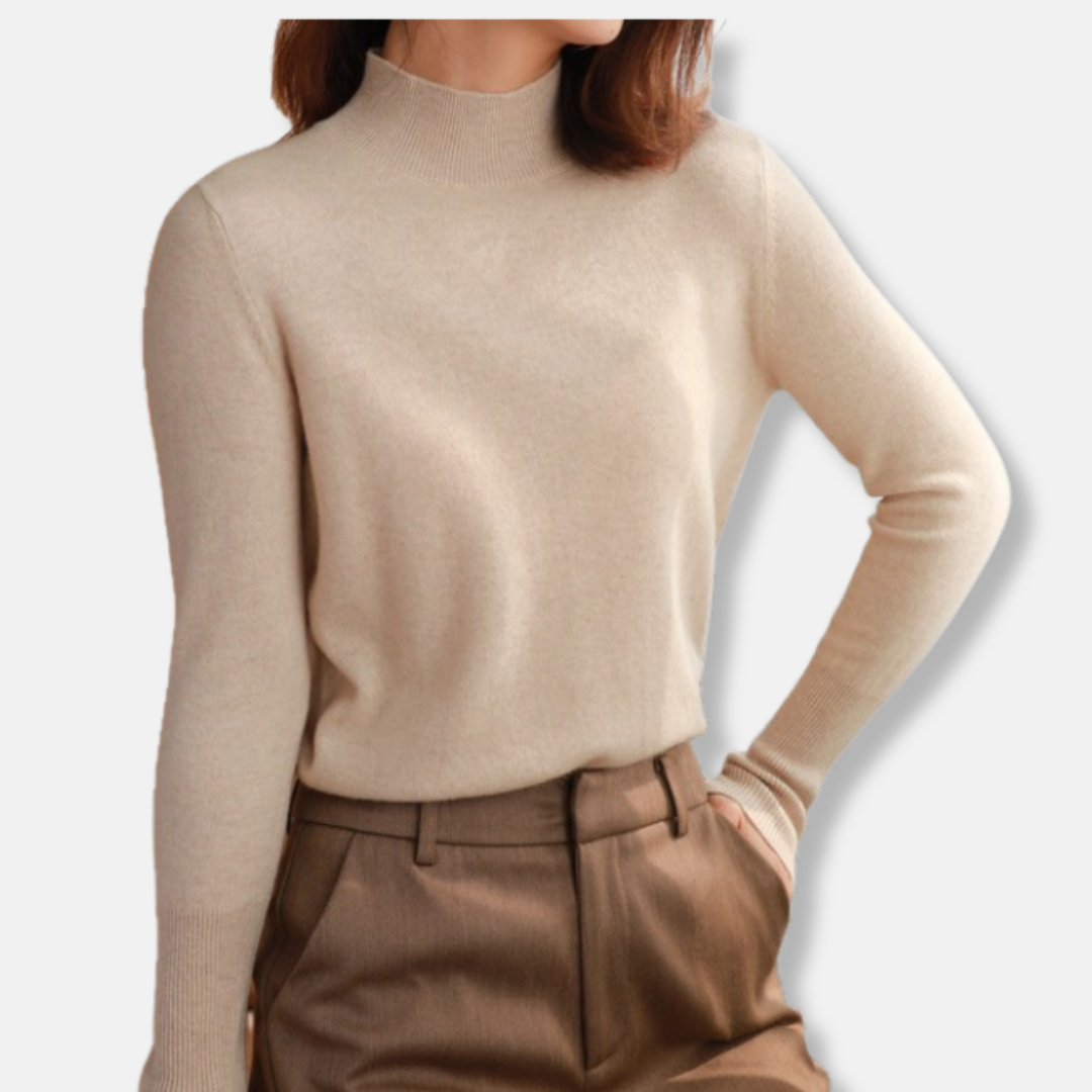 Damtröja – Slim Fit – Lättstickad – Polokrage – Ribbad ärmslut