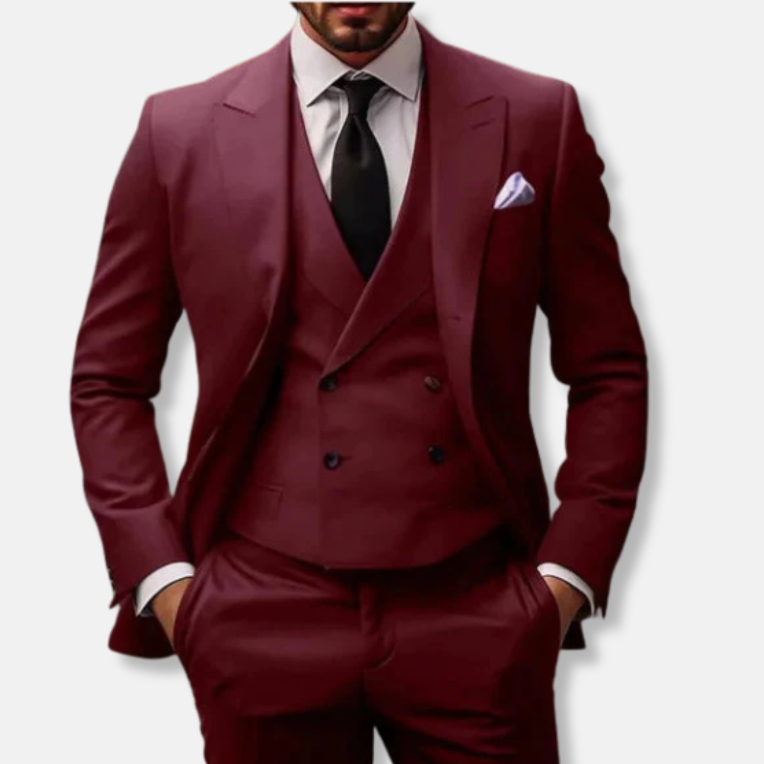 Herrkostym 3-delad – Slim Fit – Ullblandning – Kavaj Väst Byxa
