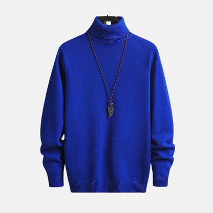 Herrpolotröja – Slim Fit – Finstickad Ull – Ribbad Kant och Manschett