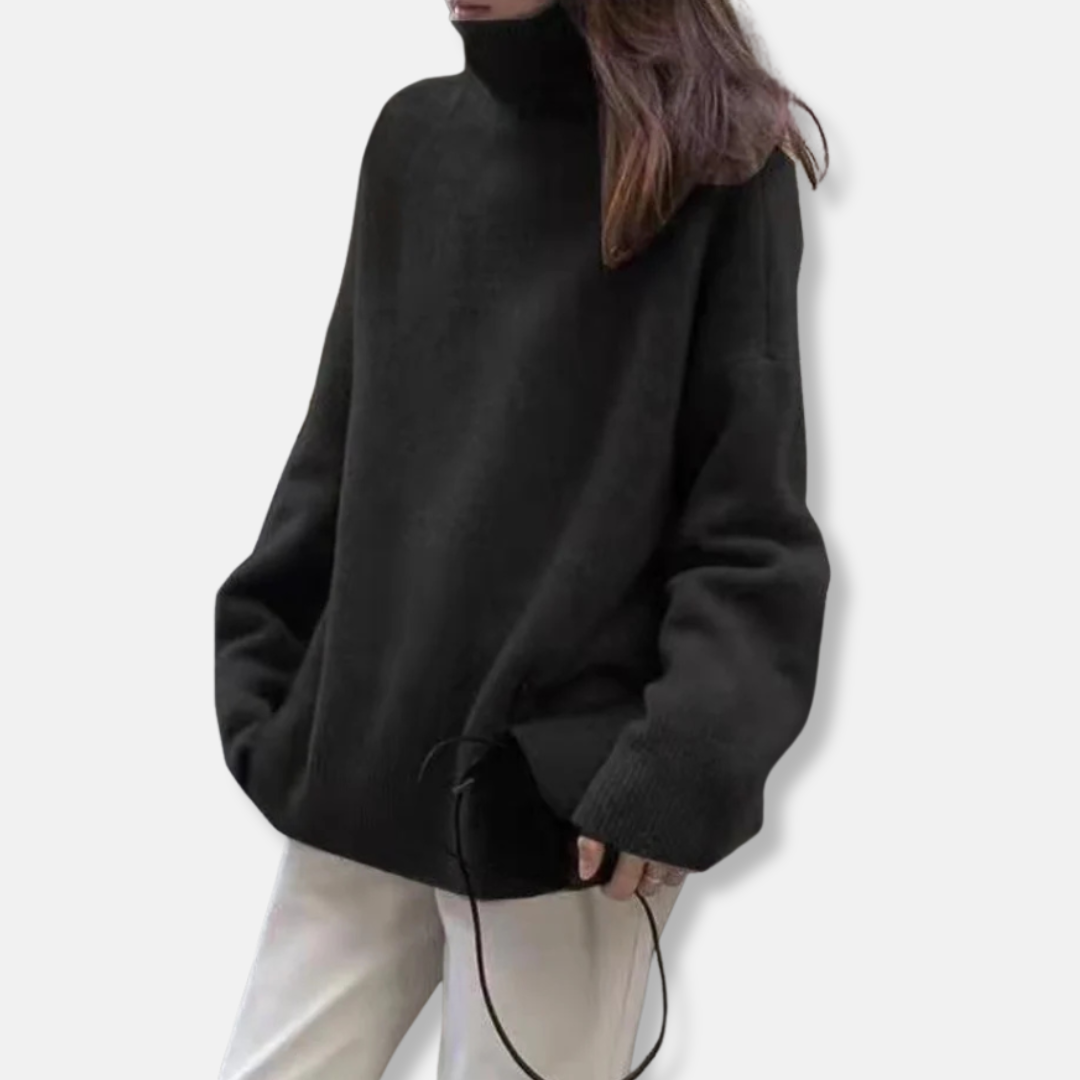 Damtröja med polokrage – Avslappnad passform – Ribbstickad – Höftlängd