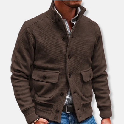 Herrjacka – Slim Fit – Hög Krage – Knappstängning – Flappfickor – Vardagsstil