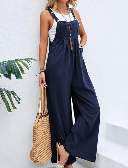 Dam Jumpsuit – Vida Ben – Justerbara Axelband – Luftig Bomull-Lin – Avslappnad Passform