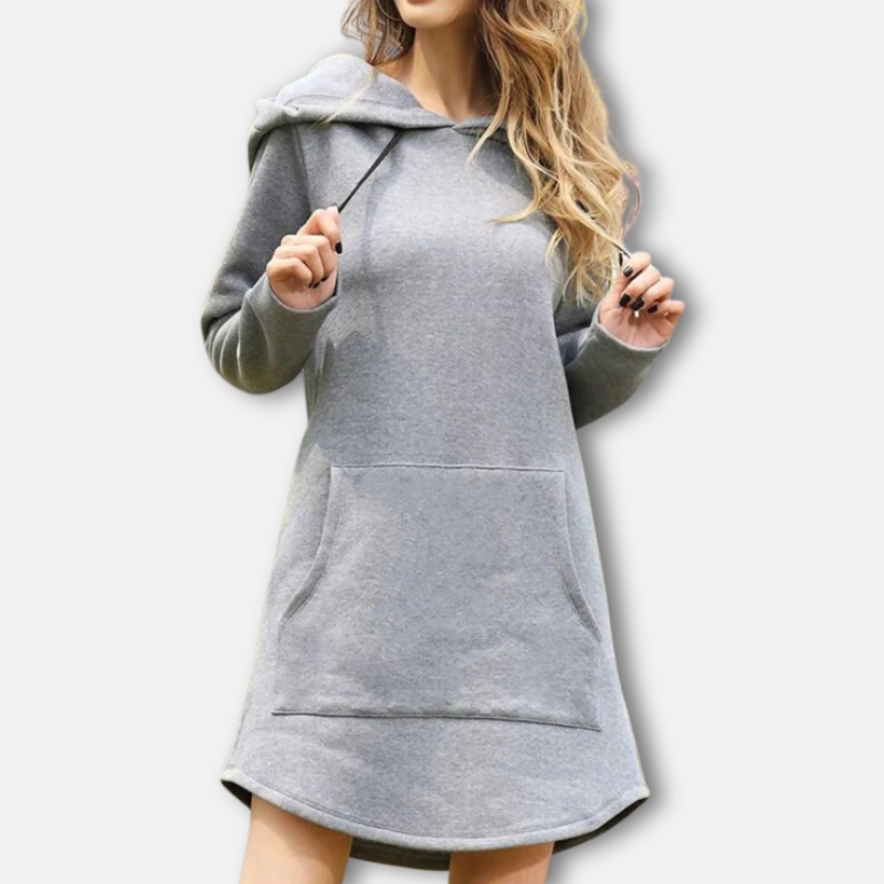 Damklänning Hoodie – Avslappnad Passform – Bomullsblandning – Lång Ärm – Fickdetalj