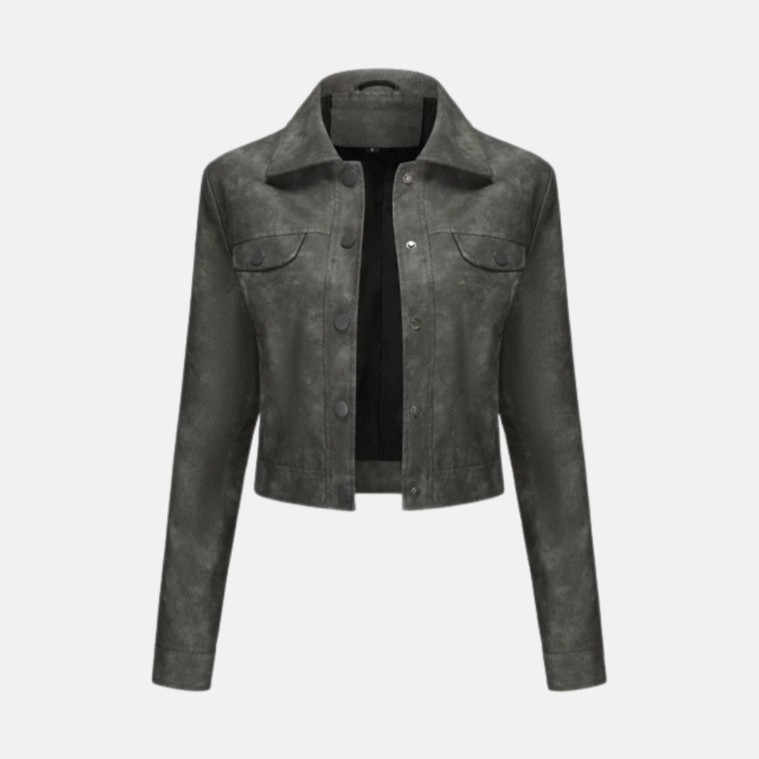 Damjacka – Kort Modell – Figursydd Passform – Pointkrage – Tryckknappar – Bröstfickor