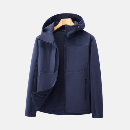 Herrjacka Softshell – Normal Passform – Fleecefodrad – Justerbar Huva – Dragkedjefickor
