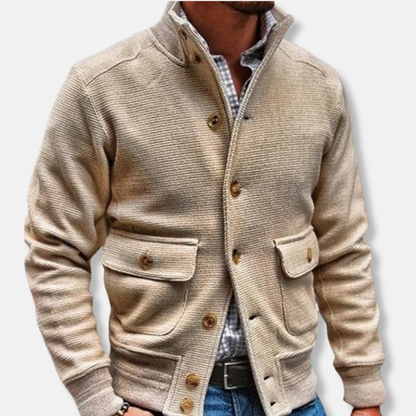 Herrjacka – Slim Fit – Hög Krage – Knappstängning – Flappfickor – Vardagsstil