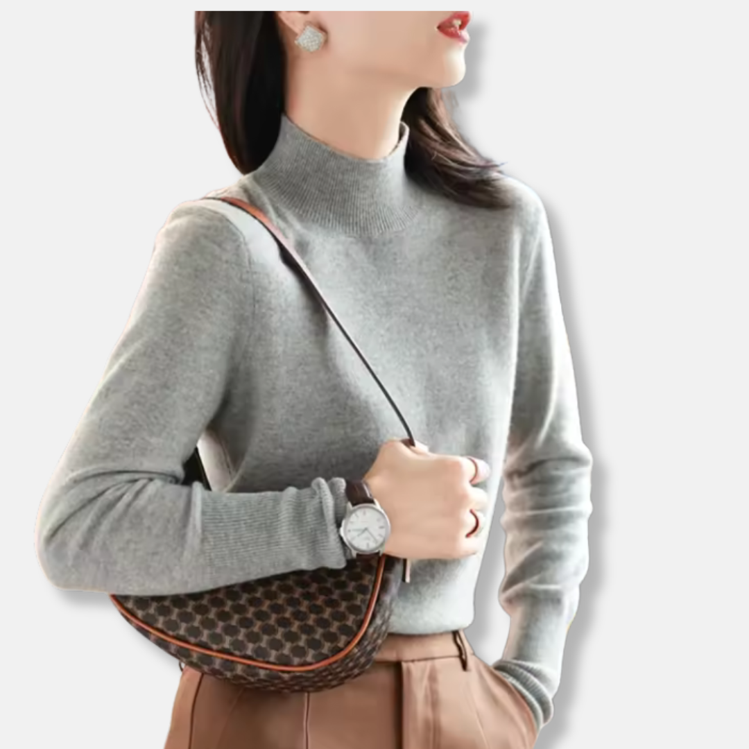 Damtröja – Slim Fit – Lättstickad – Polokrage – Ribbad ärmslut