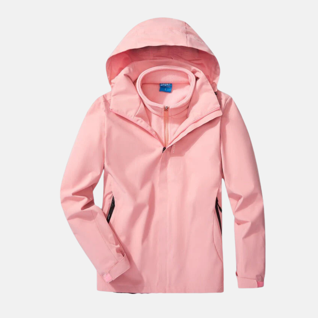 Damjacka – 3-i-1 Funktion – Vattenavvisande Skal – Avtagbart Fleecefoder – Huva