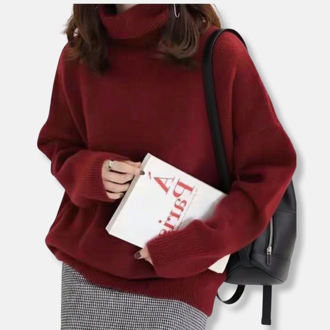 Damtröja med polokrage – Avslappnad passform – Ribbstickad – Höftlängd