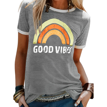 Dam T-shirt – Avslappnad Passform – Mjukstickad – Vintagegrafik – Vardagsplagg