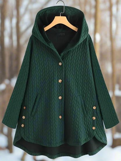 Damjacka – Oversize Passform – Quiltad Struktur – Huva – Asymmetrisk Kant