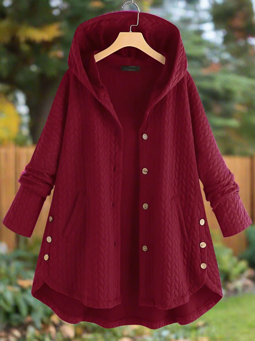 Damjacka – Oversize Passform – Quiltad Struktur – Huva – Asymmetrisk Kant