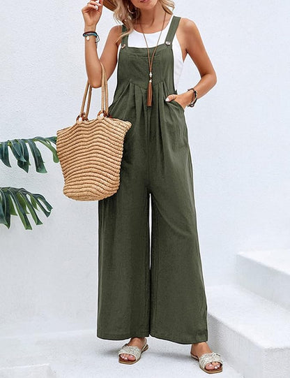Dam Jumpsuit – Vida Ben – Justerbara Axelband – Luftig Bomull-Lin – Avslappnad Passform