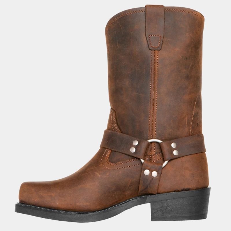 Herrboots – Cowboymodell i Läder – Midjeskaft – Westernstil med Spänne – Enkel att ta på