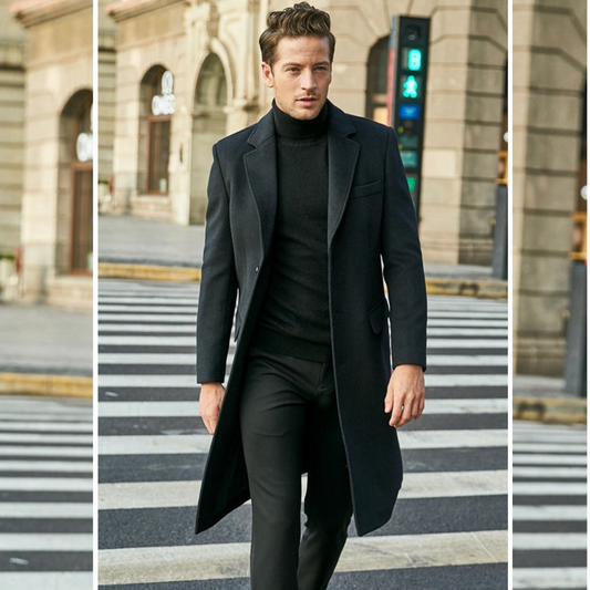 Herrrock – Skräddarsydd Passform – Ullblandning – Knälång – Formell Minimalistisk Stil