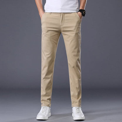 Herr Chinos - Slim Fit - Bomull med Stretch - Klassisk Design - Bekväma & Stilrena
