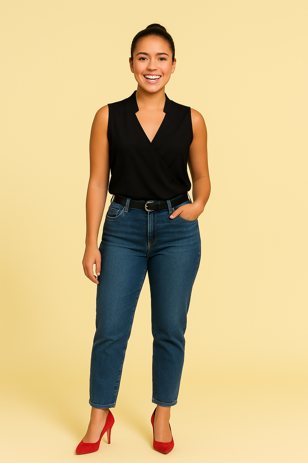 Damlinne – Figurnära Passform – V-ringad Omlottfront – Blommigt Mönster – Lätt och Andningsbar